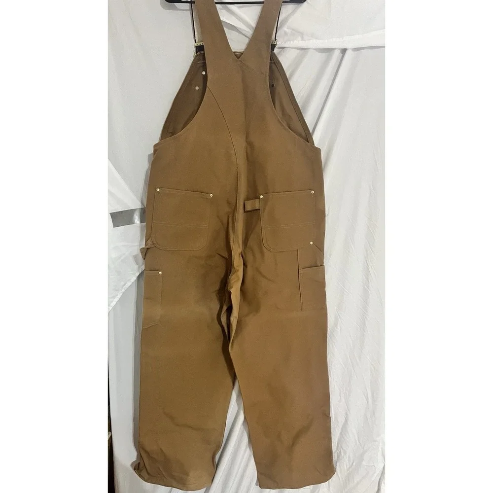Vintage Carhartt R05 Brown Duck Canvas Bib Overalls Made in USA Mens 42x30 NWOT